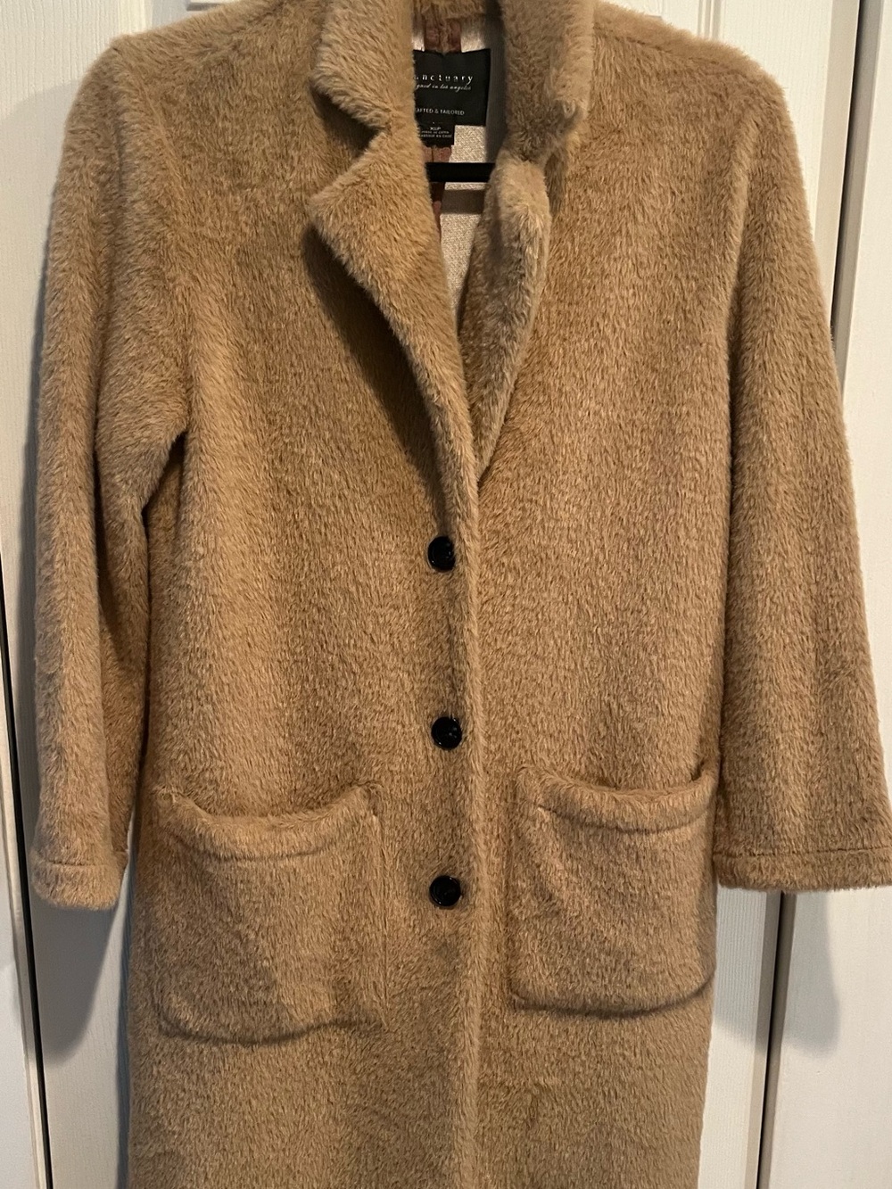 Anthropologie sanctuary Camel Teddy Coat with Patch Pockets Sz XS